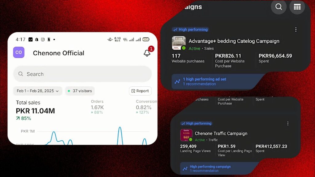 WEBTOS ChenOne e-commerce growth case study showing growth from PKR 6 million to PKR 13 million